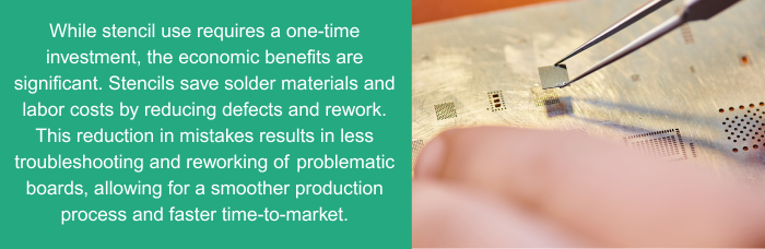 While stencil use requires a one-time investment, the economic benefits are significant | PCBCart